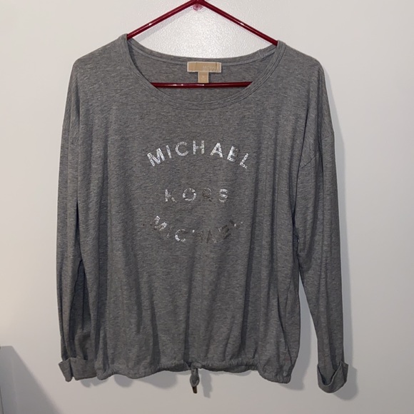 Michael Kors Tops - Michael Kors long sleeved shirt with drawstring at waist 🩶 size medium
